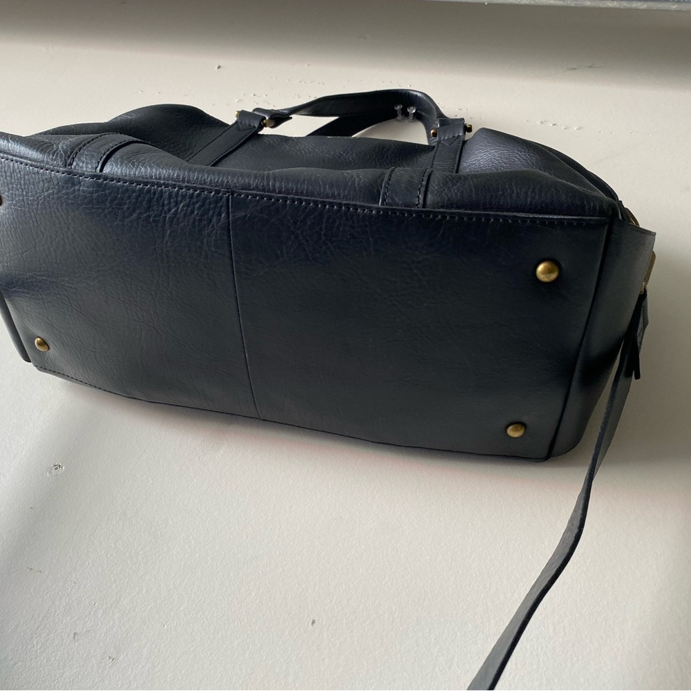 Madewell The Glasgow Satchel Black Pebbled Leather Duffel Bag Monogram JMD - Picture 5 of 15